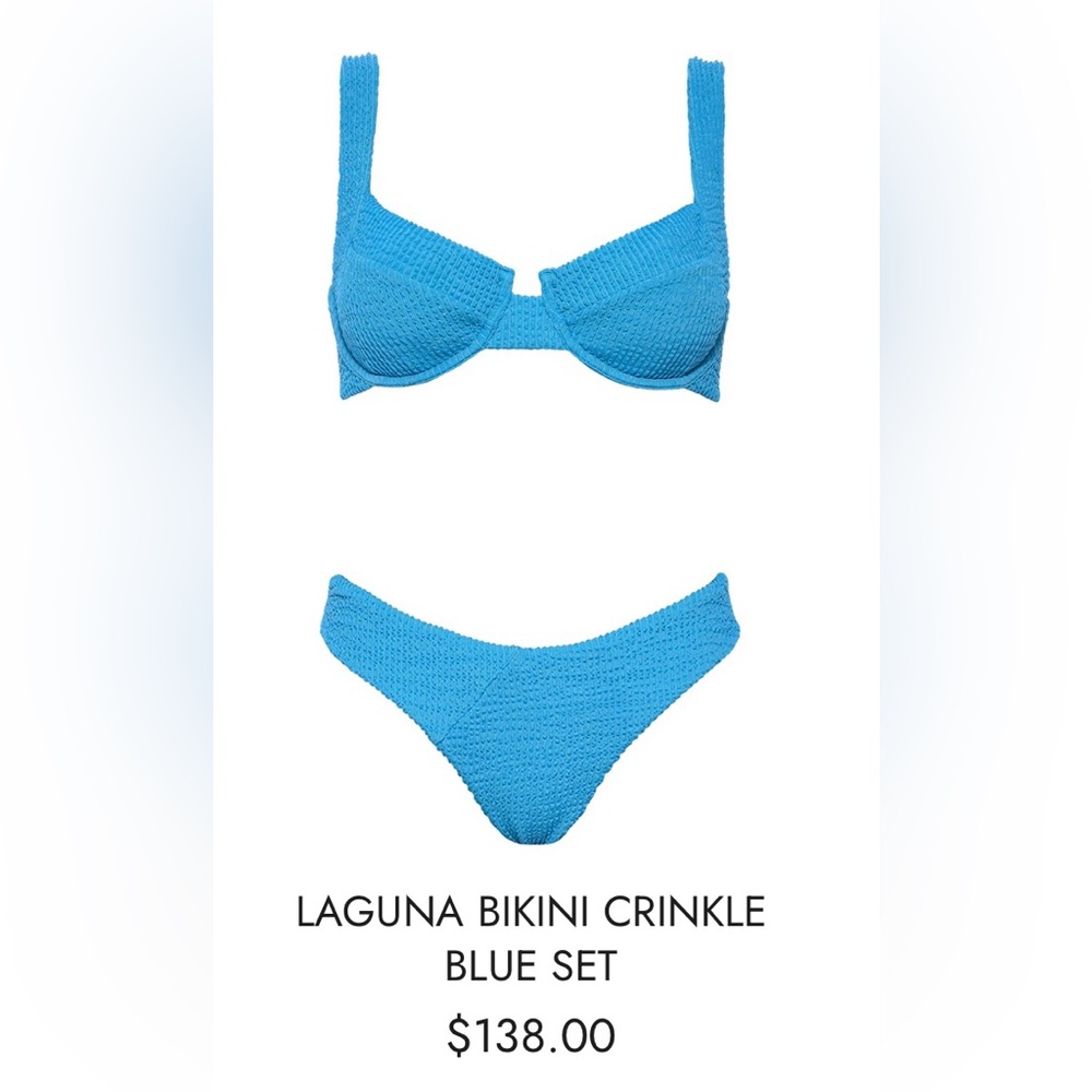 Vibrant Blue Textured Bandeau Bikini Vetchy